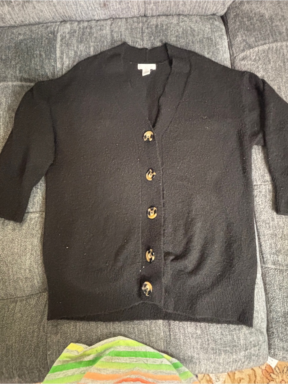 H&M Black Women's Button-Front Cardigan with Tortoiseshell Buttons